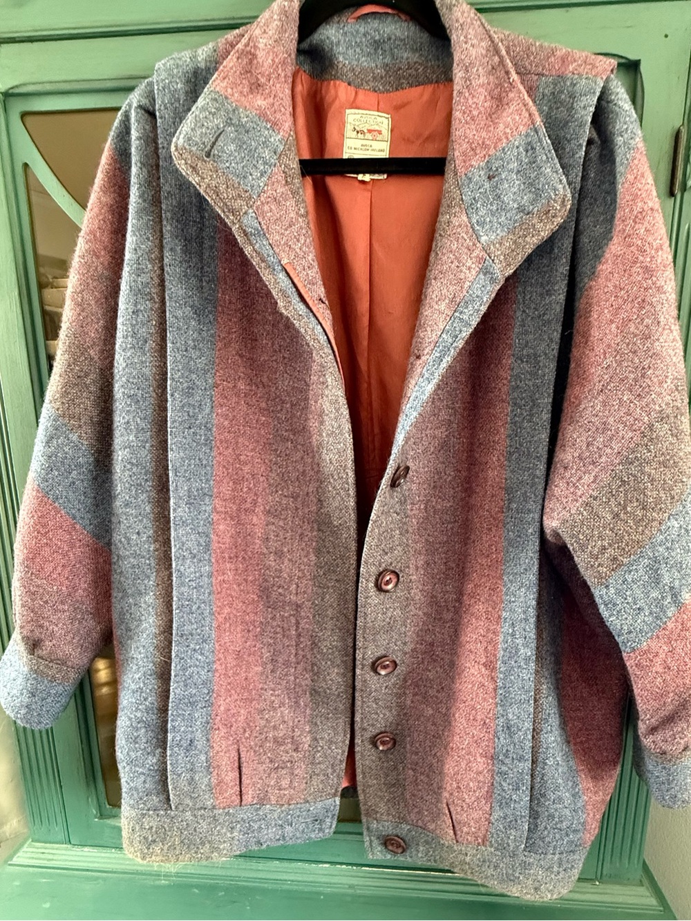 Avoca Collection Womens Striped Wool Blend Coat
